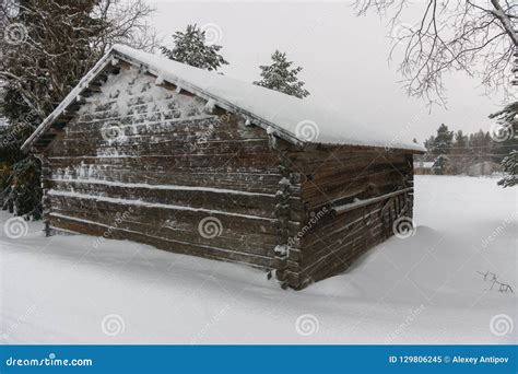 Old wooden barn in winter stock image. Image of rural - 129806245