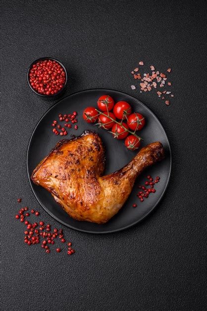 Premium Photo Delicious Grilled Chicken Leg Or Quarter With Salt And