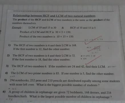 Solved Relationship Between Hcf And Lcm Of Two Natural Numbers The