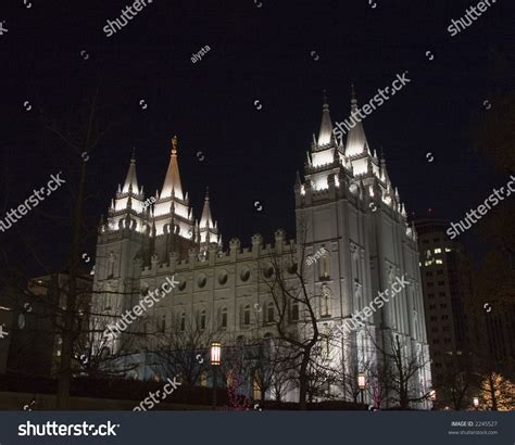 The Salt Lake City, Utah Lds (Mormon) Temple Taken At Night Stock Photo ...