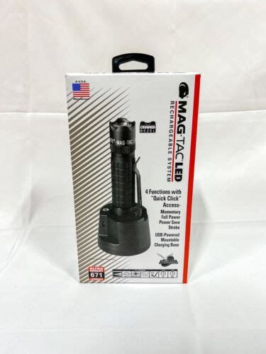 NEW Maglite Mag Tac LED Rechargeable Flashlight Plain Head 671 Lumens