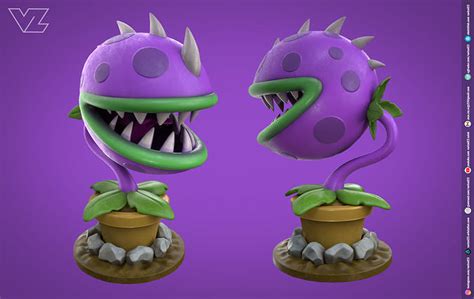 3D Model Plants Vs Zombies Chomper 7 File Types PBR Material VR