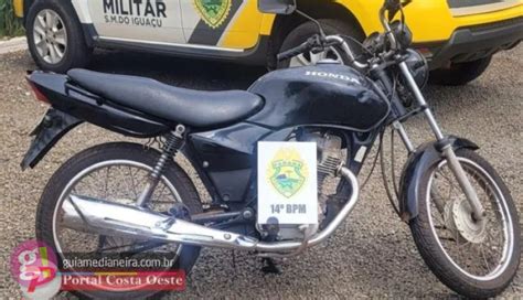 Motocicleta Furtada Recuperada Pela Pm De S O Miguel Do Igua U Guia