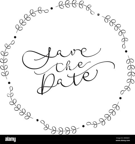 Save The Date Text On White Background Calligraphy Lettering Vector