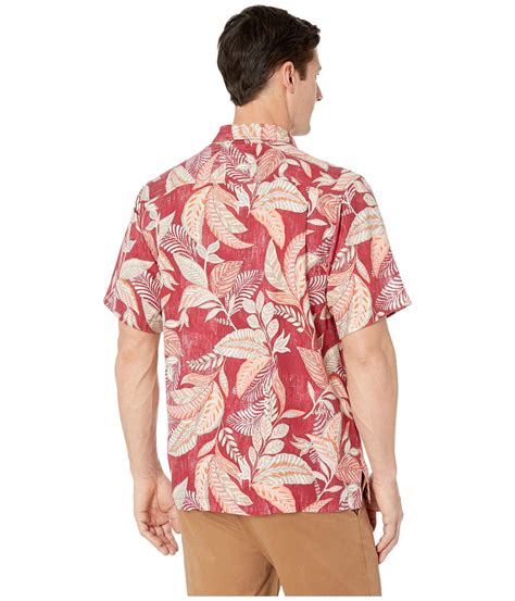 Tommy Bahama Silk Mai Tai Jungle Shirt Orange Spark Short Sleeve