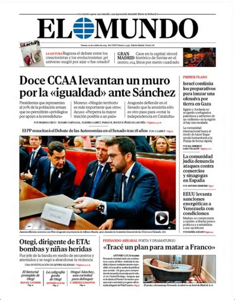 Portada Del Diario El Mundo Del Día 20102023 News Europa