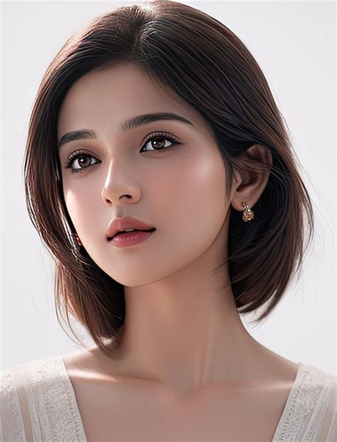 Premium Photo Portrait Of Deep Blonde Haired Woman With Elegant Wavy Long Hairstyle Wearing In