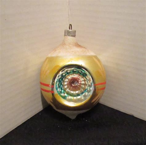 Vintage Mercury Glass Christmas Ornament Large Gold Triple Etsy Vintage Mercury Glass