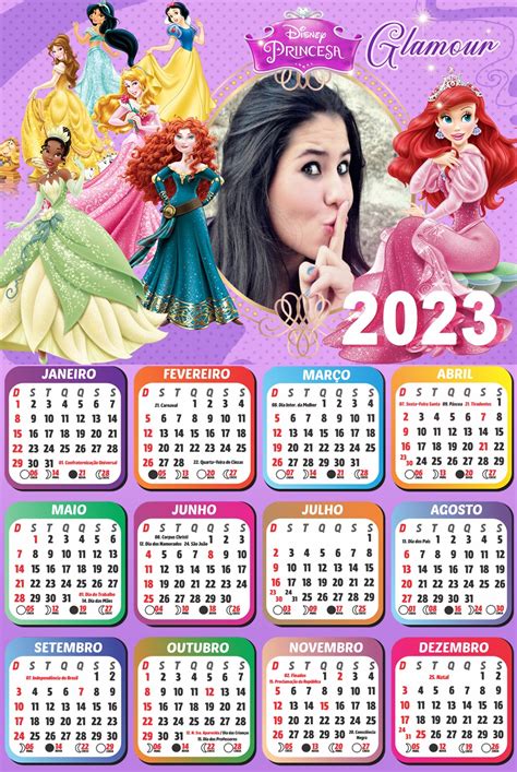 Montagem De Fotos Calendário Foto Calendário 2023 Princesas Disney