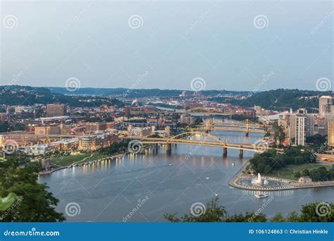 Skyline of Pittsburgh, Pennsylvania from Mount Washington at Night ...