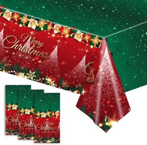 3 Pack Christmas Tablecloth Disposable Plastic Christmas