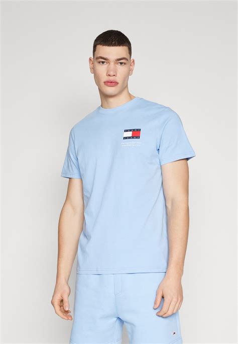 Tommy Jeans Essential Flag Tee T Shirts Moderate Blue Blå Zalando No