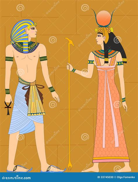 The Vector Illustration Of Egyptians On Wall Stock Vector