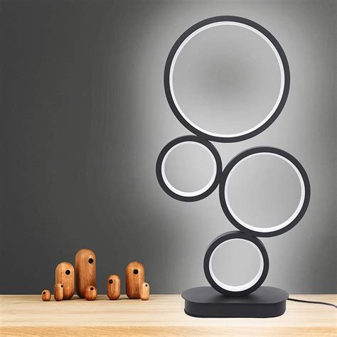 Fetcoi Dimmable Led Table Lamp With Circles Modern Round Lamp Unique