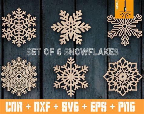 Christmas Snowflake Decoration Set Cnc Vector Xmas Decor Etsy