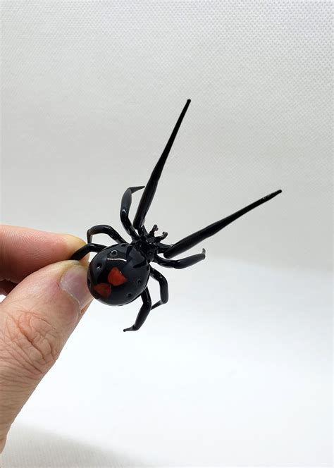 Black Widow Spider Figurine Blown Glass Spider Glass Etsy