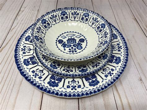 Jandg Meakin Royal Staffordshire Ironstone Sampler Blue Blue And Etsy