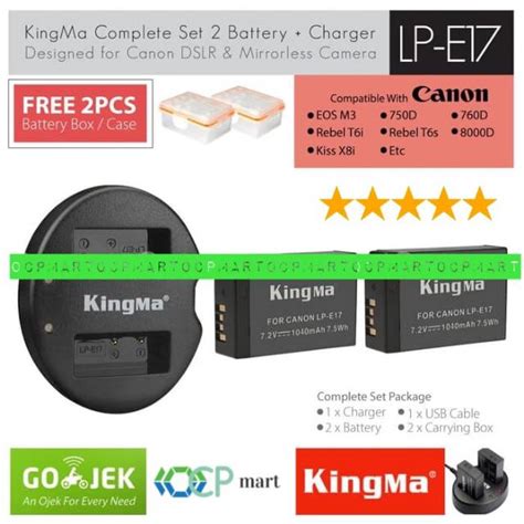 Jual Baterai Kingma Canon Lp E17 2x Dual Charger Lc E17 M3 M5 M6 750d