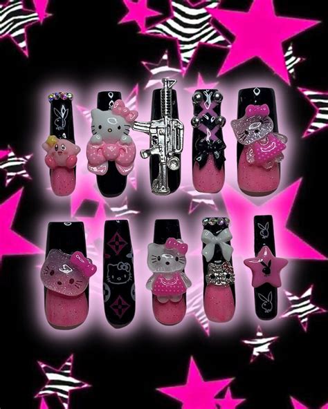 Scene Kween ⭐️🎀☠️ Kitty Hello Kitty Nails