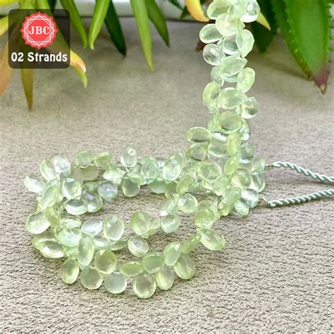 Prehnite Mm Briolette Pear Shape Inch Long Gemstone Beads