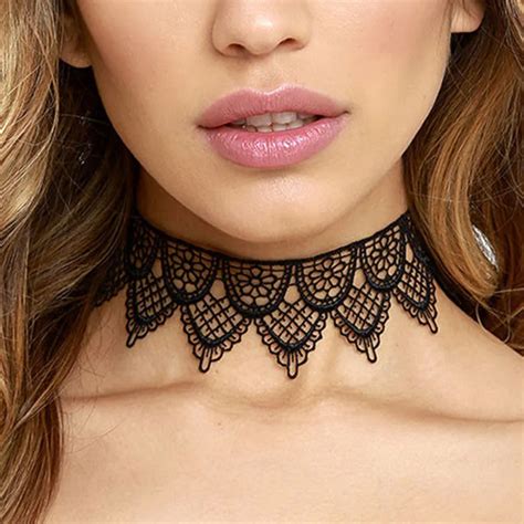 2017 White Black Lace Choker Necklace Women Flower Chokers Chocker Necklaces tattoo choker ...