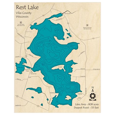 Rest Lake 3d Custom Wood Map Lake Art Llc