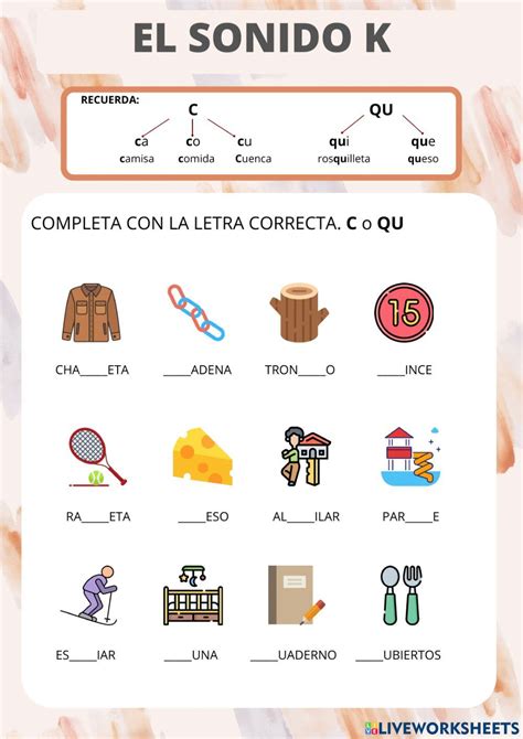 Ortograf A El Sonido K Worksheet Spanish Resources Worksheets