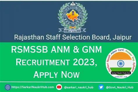 RSMSSB ANM GNM Recruitment 2023 रजसथन एएनएम और जएनएम भरत