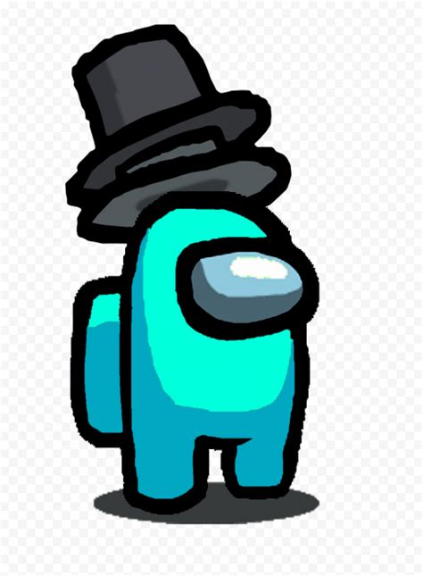 HD Cyan Among Us Character With Double Top Hat PNG Citypng