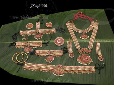 Bharatanatyam Kuchipudi Temple Jewellery Kemp Red And Green White Stone