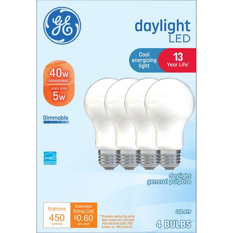 Ge Classic Led Light Bulbs 40 Watts Daylight A19 Bulbs Medium Base