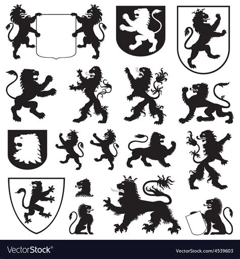 Silhouettes Of Heraldic Lions Royalty Free Vector Image