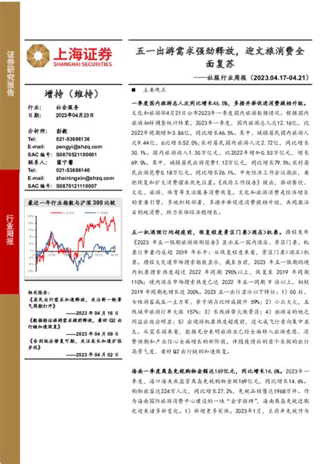 社服行业周报：五一出游需求强劲释放，迎文旅消费全面复苏