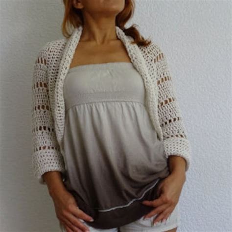 White Knit Shrug Etsy