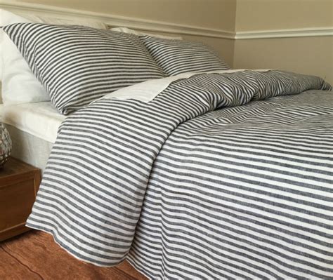 Striped Duvet Cover Handmade In Natural Linen Superior Custom Linens