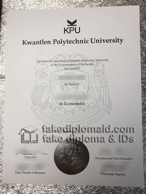 What A Fake Kwantlen Polytechnic University Diploma Looks Like