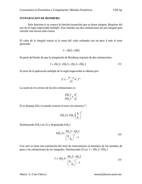 Integracion De Romberg Pdf