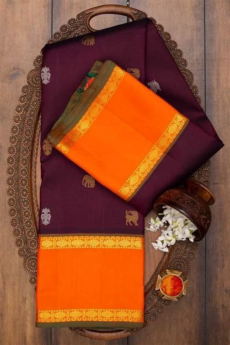 Eggplant Purple Zari Woven Kanchipuram Silk Saree Ri2095 Silk Sarees Eggplant Purple