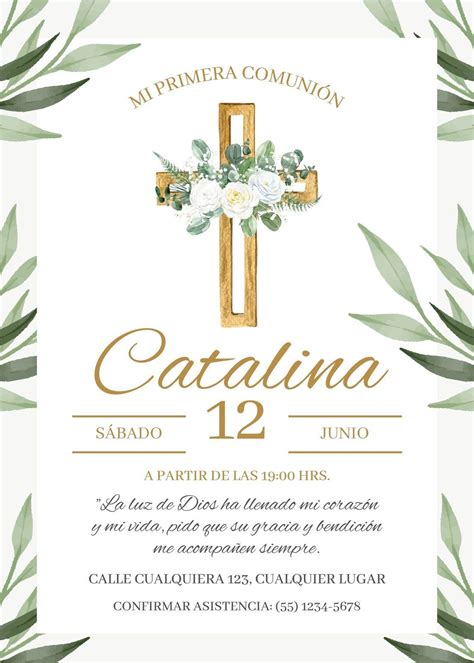 Best 11 Elegante Invitación de Confirmación Botánica Invitation Artofit