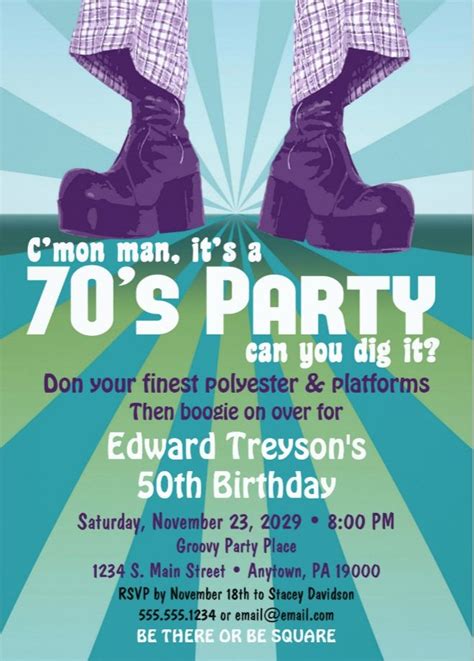 70s Party Invitation 1970s Disco Birthday Zazzle 70s Party Theme