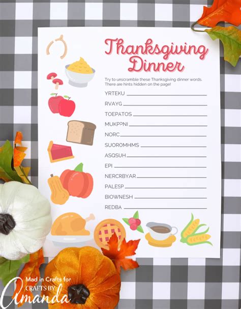 Free Printable Thanksgiving Word Scramble