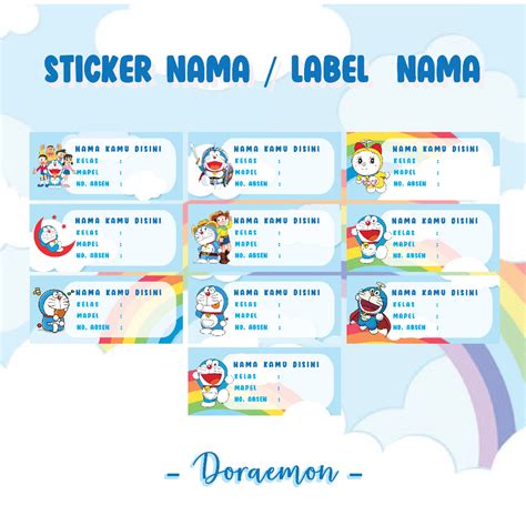 Jual Stiker Label Buku Pelajaran Nama Kelas Mapel Doraemon Shopee Indonesia