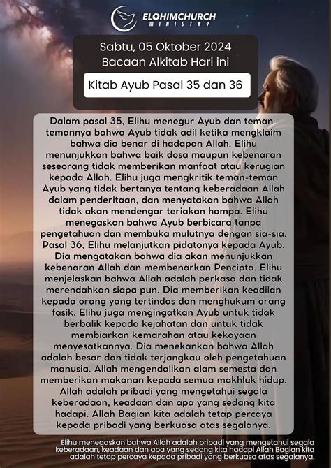 Bacaan Alkitab Sabtu Oktober Elohim Ministry