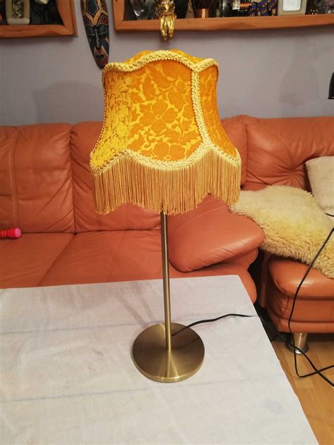 Lampa stojąca ze starym abażurem vintage Józefów OLX pl