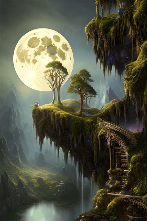 Mystical Full Moon Fantasy Landscape Creative Fabrica