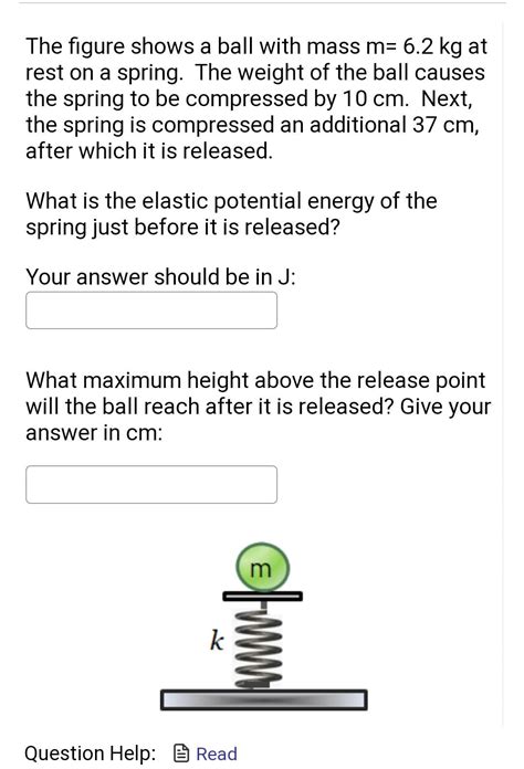 Solved The Figure Shows A Ball With Mass M Kg At Rest Chegg