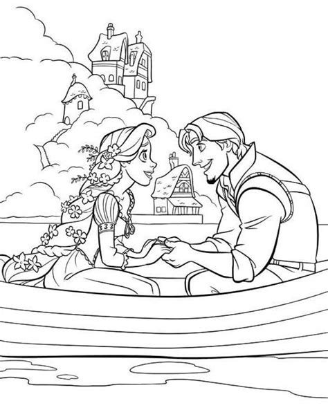 Desenhos De Rapunzel E Flynn No Barco Para Colorir E Imprimir