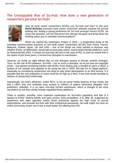 (PDF) The Unstoppable Rise of Sci-Hub: How does a new generation of ...