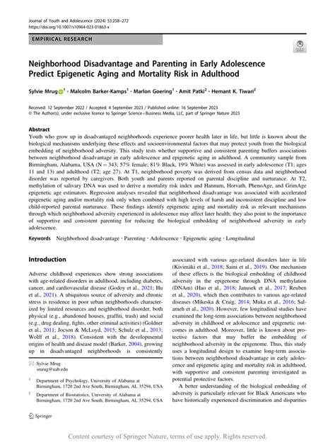 Neighborhood Disadvantage And Parenting In Early Adolescence Predict