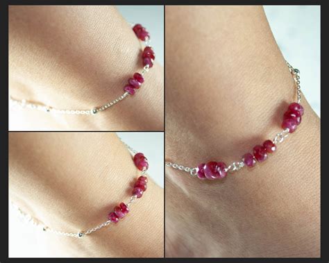 Ruby Ankle Bracelet Ankle Bracelets For Women Sterling Etsy